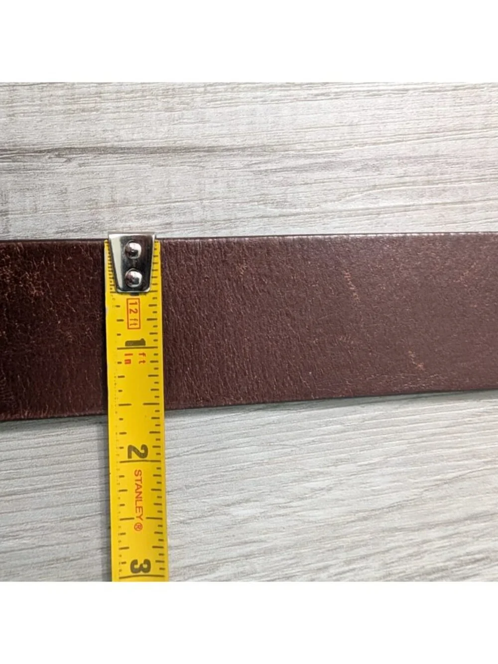 VTG Levi's Women's Sz 34 Brown Leather Belt W American Flag Double Prong Buckle